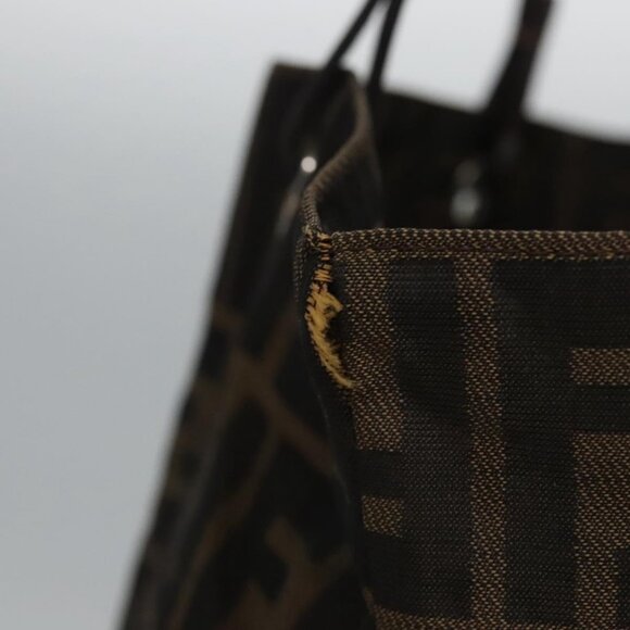 FENDI Zucca Canvas Hand Bag Brown Black Silver Auth EC490 - Picture 13 of 16